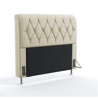 Imagem de Cabeceira Decorativa Estofada Sirius 160 Para Cama Queen Sued Bege Ara