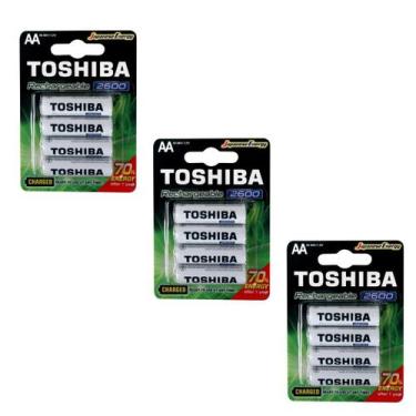 Imagem de Kit 12 Pilhas Recarregáveis AA Toshiba TNH6GAE 1,2v 2600mAh (3 cartela