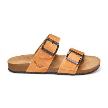 Imagem de Sandalia Papete Em Couro Masculino Unissex - Hillsshoes, 35, Caramelo