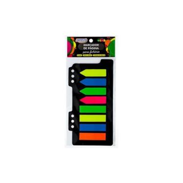 Imagem de Marcador de Página Adesivo 12x44mm Neon p/ Fichario 8 Cores BRW
