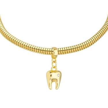 Imagem de Pulseira Dente Dentista Banhado a Ouro 18k - WORK SEMIJOIAS, 14 cm (pu