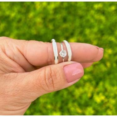 Imagem de Aliança De Namoro Fosca Prata 950 Solitário Zircônia - DR Joias