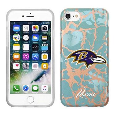 Imagem de Prime Brands Group Capa para celular para Apple iPhone 8/7/6S NFL licenciado Baltimore Ravens, azul-petróleo e mármore de ouro rosa