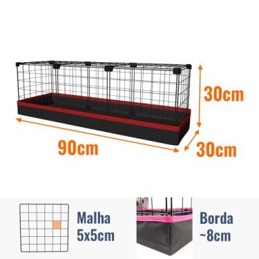 Imagem de Cercado Aramado Porquinho da Índia 30x90x30 Cm Branco com Teto e Bande