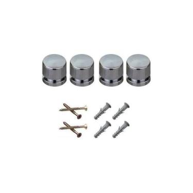 Imagem de Botao Francês Zamak Cromado Fixacao Espelho Vidro KIT 4 PCS - WR