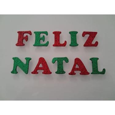 Imagem de Faixa Aplique Decorativo Eva Feliz Natal Verde e Vermelho Brilho Letra