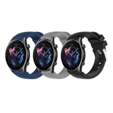 Imagem de 3 Pulseiras Silicone Para Gtr 47 / Gtr2 / Gtr3 / Gtr 3 Pro - Azul Mari