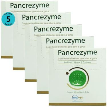 Imagem de Kit 5 Pancrezyme Suplemento P/ Cães e Gatos 2,8g C/ 30 Sachê- Inovet