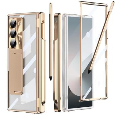Imagem de YQODSZ Capa para Samsung Galaxy Z Fold 6 com suporte para caneta S e caneta Stylus, Z Fold 6 Crystal Clear Case com protetor de tela de proteção de dobradiça, suporte, tudo incluído, capa fina para Z