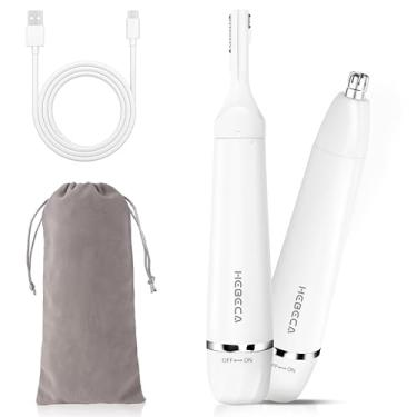 Imagem de HEBECA Aparador de nariz e orelha - Removedor de pelos faciais elétrico recarregável para mulheres e homens, aparador de sobrancelhas portátil à prova d'água (prata)