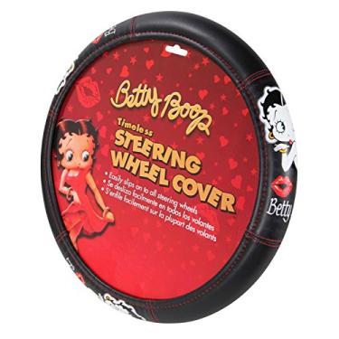 Imagem de Yupbizauto New Betty Boop Timeless Front Low Back Capas de assento de carro e capa de volante bordado beijo capa de encosto de cabeça (volante)