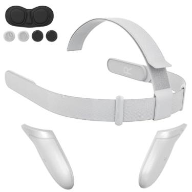 Imagem de Head Strap Kit for 0culus Quest 2 Headset, Replacement HeadStrap for Met-a Quest 2 「for 1 * 0culus-Quest2 Head Strap，1 Pair Battery Covers，1*EVA Lens Cap，4pcs Joystick Caps」