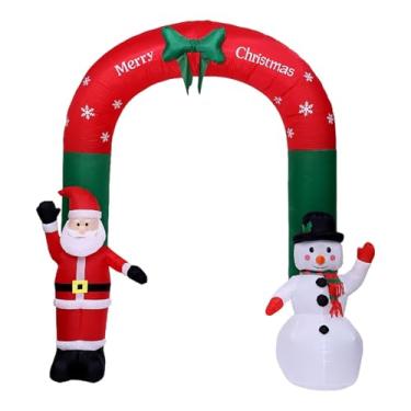 Imagem de Amagogo Arco inflável de Natal de 10,1 pés com luzes Papai Noel e boneco de neve decoração EUA 110 V para interior ao ar livre bonito