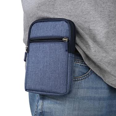 Imagem de Bolsa pequena com clipe de cinto para celular à prova d'água, bolsa universal de nylon pequena para celular, bolsa de cintura para smartphone com clipe de cinto, mosquetão, zíper, bolsa de transporte