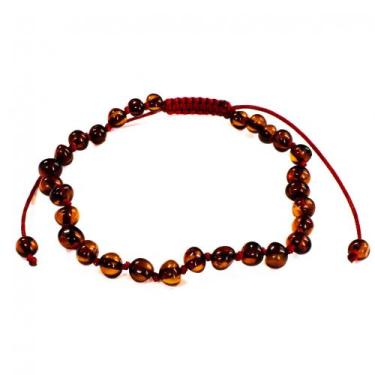Imagem de Pulseira e Tornozeleira Regulável (18cm) Âmbar Báltico Conhaque Polido