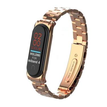 Imagem de Pulseiras NSmart em aço 3 elos compatível com MI Band 4 ou 3 + Películ