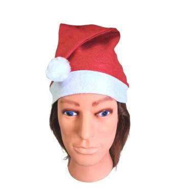 Imagem de Kit 40 Gorros Papai Noel Em Feltro C/ Pom Pom Fantasia Natal - Genéric