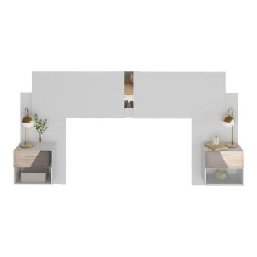 Imagem de Cabeceira Casal/queen Com Espelhos E 2 Mesas De Cabeceira 232cm Multimóveis Mp4324 Branco Branco