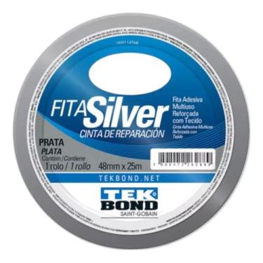 Imagem de Cola Fita Adesiva Reforçada Silver Tape 48mm Tekbond Cor Prata, 48mmX2