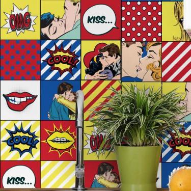 Imagem de Adesivo de Azulejo Vintage Pop Art 20x20 para Cozinha 24un - Quartinho