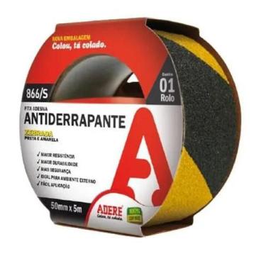 Imagem de Fita Antiderrapante Zebrada Preta/Amarela 50mmx5m -  Adere