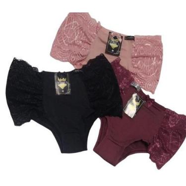 Imagem de Kit 2 calcinhas em microfibra,renda,modelo Daniela - MDJ, GG(sortida)