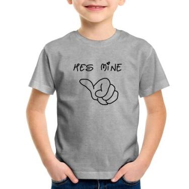 Imagem de Camiseta Infantil He's Mine - Foca na Moda, Cinza, 14