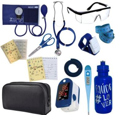 Imagem de Kit Enfermagem Estágio Aparelho Pressão Estetoscópio Medidor Glicose C