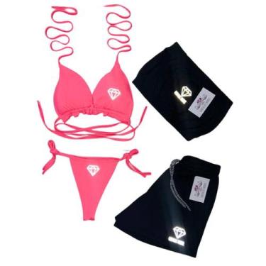 Imagem de Conjunto Biquíni Cortininha Gringas Model, Rosa neon 1, unico
