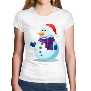Imagem de Baby Look Algodão Boneco de neve - Foca na Moda, Branco, GG