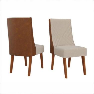 Imagem de Kit 2 Cadeiras De Jantar Topazio Natural Tecido Linho Viero Linho Bron