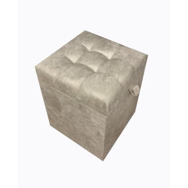 Imagem de Puff baú quadrado em suede amassado 35 cm - bege claro - NEGROMONTE ST