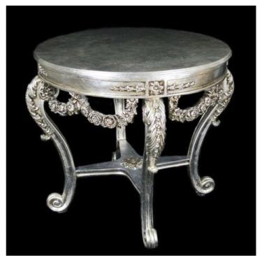 Imagem de Mesa Redonda Auxiliar Luiz XV Entalhes Florais - LUXdécor