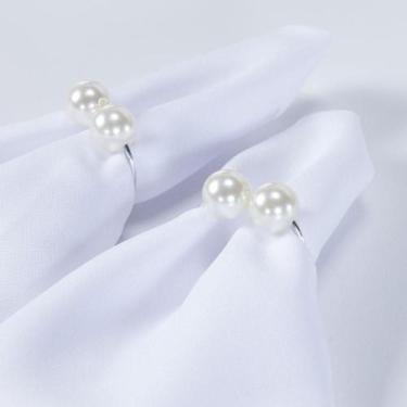 Imagem de Kit 2 Anéis Para Guardanapos Pérola Argola Natal Prata - Home Fernande