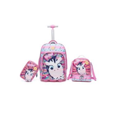 Imagem de Kit Mochila De Rodinha Escolar Infantil Unícórnio Menina Menino - YUPE