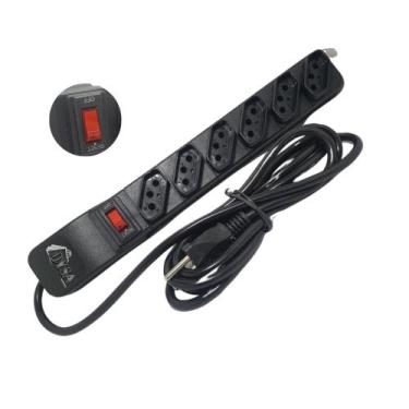 Imagem de Filtro De Linha Régua Extensão 6 Tomadas Protetor Elétrico Cabo 2M 10a