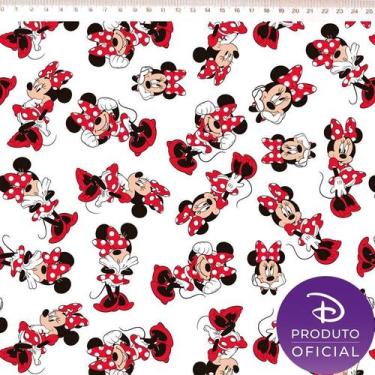 Imagem de Tricoline  Minnie Mouse Fundo Branco - Fernando Maluhy