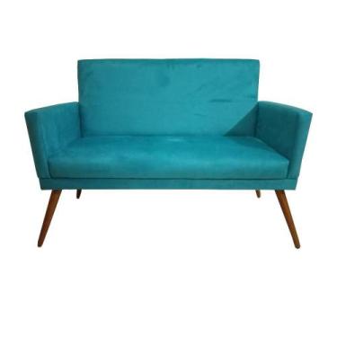 Imagem de Namoradeira Decorativa Nina Com Rodapé Suede Azul Turquesa - DS Estofa