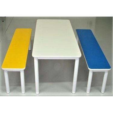 Imagem de Conjunto Mesa para Refeitório com banco separado Infantil Colorida - D