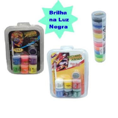 Imagem de Kit 22 Tinta Liquida Cremosa Maquiage Artístic Gliter Pincel - Rostinh