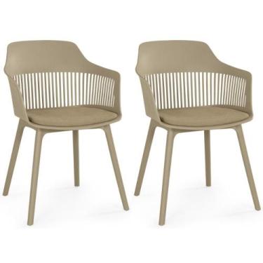 Imagem de Kit 2 Cadeiras de Jantar Estofada Marcela - Nude Escuro - Magazine Dec