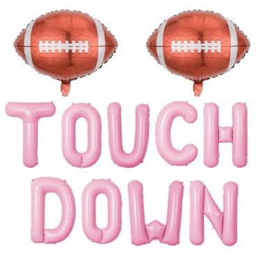Imagem de Pink Touch Down Balloon Football Balloons Football Birthday Balloons Football Party Balloons Decorations for Game Day Tailgate Party Decorations Football Sport Party Supplies Set-11 Pcs
