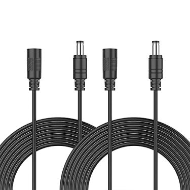 Imagem de Pacote com 2 cabos de extensão CC de 3 m 5,5 mm x 2,1 mm, cabo de extensão universal DC 12V para câmera de segurança, fita LED, vigilância IP CCTV, 9V 24V 12 volts macho para fêmea adaptador de fonte de alimentação