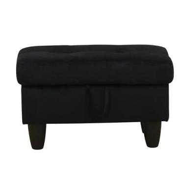 Imagem de Uneeruiqy Sofá de flanela preta para sala de estar sofá para escritório em casa, quarto, sala de estar, sofá com forte capacidade de carga, sofá pequeno