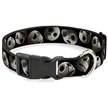 Imagem de Buckle-Down Colar com clipe de plástico - Jack 10-Expressions Staggered Black - 3,8 cm de largura - Serve para pescoço de 40,6 a 58,4 cm - Médio
