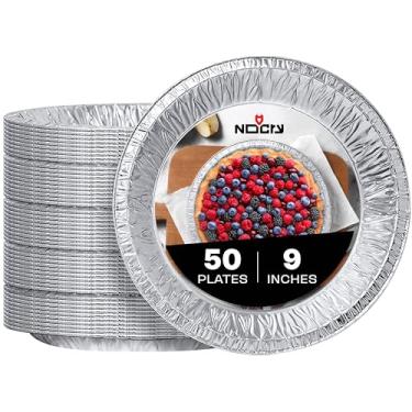 Imagem de NoCry Formas de torta descartáveis premium (pacote com 50) — Latas de alumínio de 22 cm com borda ondulada completa para assar deliciosas tortas ou crostas crocantes — Leve mas resistente —