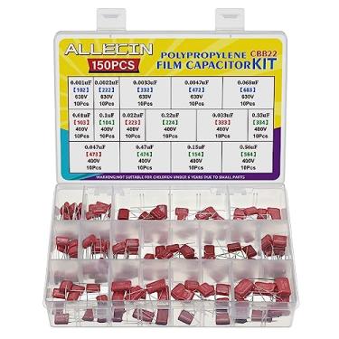 Imagem de ALLECIN Kit de Capacitores de Filme de Poliéster de Polipropileno Metalizado 150 Unidades 0,001Uf 0,0022Uf 0,0033Uf 0,0047Uf 0,068Uf 630V e 0,01Uf 0,1Uf 0,022Uf 0,22Uf 0,033Uf 0,33Uf 0,047Uf 0,47U F 0