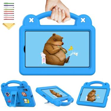 Imagem de Capa para tablet Walmart Onn 17.8 cm Gen 4 2024 (Modelo: 100135924), UUcovers com suporte/alça macia de espuma vinílica acetinada, suporte infantil Gril Boy, urso fofo e leve para Onn 17.8 cm 4ª