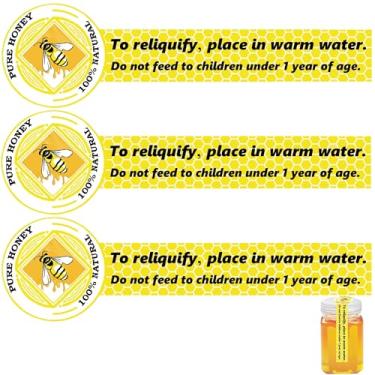 Imagem de Adesivos de mel puro à prova de adulteração, 1 x 3,5 polegadas, etiquetas de vedação invioláveis, adesivos de mel para frascos de mel, etiquetas de tampa de garrafa, 500 peças, etiquetas de mel à