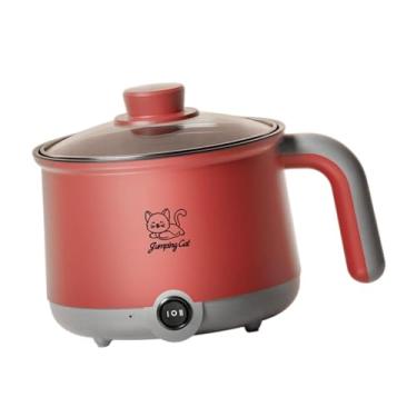 Imagem de Ｂｅｓｇａ Mini Hot Pot Noodles Pot Household Multi Function Portable Electric Pot 1.8L Ramen Cooker para Shabu Shabu Aveia Ovos Escritório, Vermelho